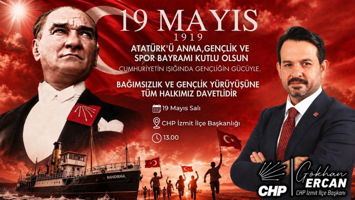 CHP İzmit’ten 19 Mayıs’ta Bağımsızlık ve Gençlik Yürüyüşü